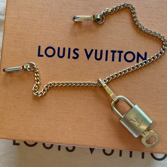 Authentic Louis Vuitton Lock and Key with Chain Bag Charm - Picture 3 of 3